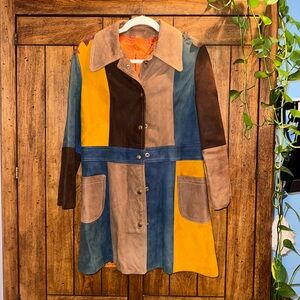 Colorful Patchwork Suede Coat